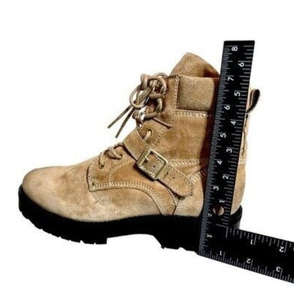 ALLSAINTS Paulina Suede Buckle Moto Combat Boot $349 US 9 EU39 Desert Tan - Picture 11 of 11